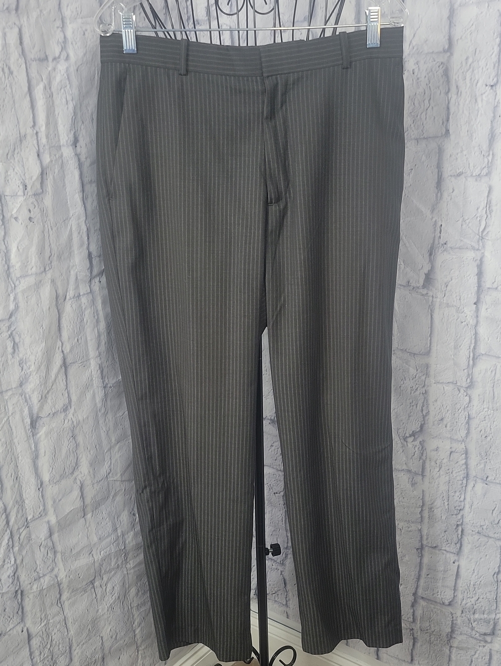 Perry Ellis Men's Pinstripe Dress Pants 32X30 Grey Business Trousers
